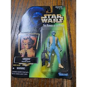 New Vintage 96 Kenner Hasbro Star Wars Greedo with Blaster Pistol Power of Force
